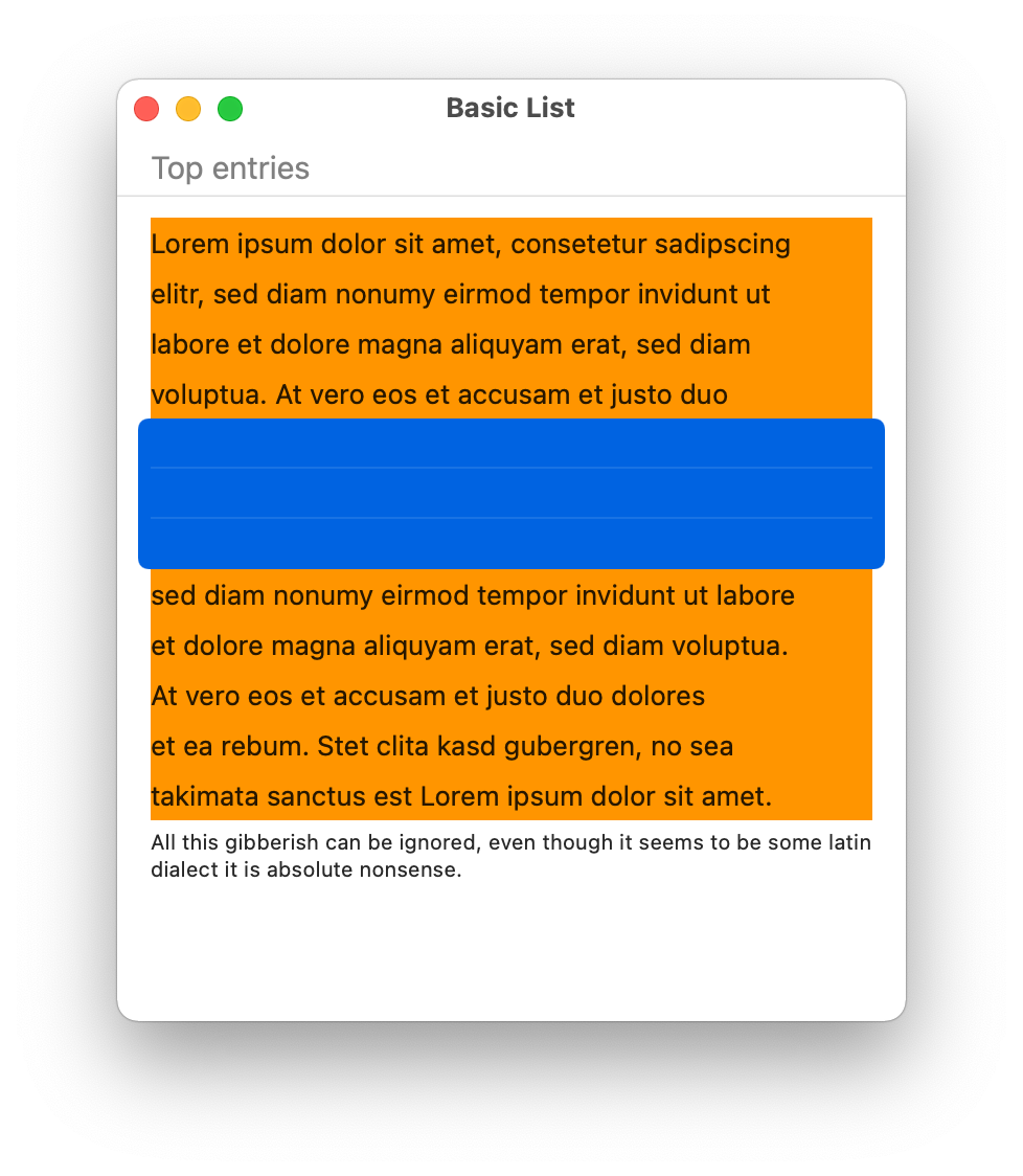List row background not using color on selected rows